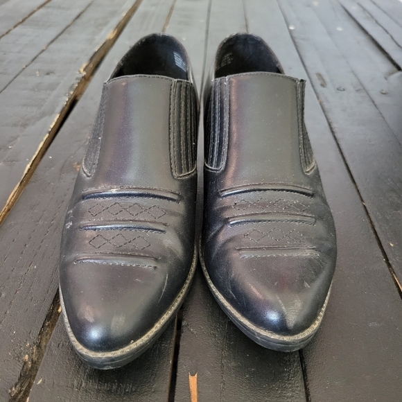 Faded Glory Vintage Black Low Top Booties Pointed Toe Lynette Women's 6 Western - Picture 4 of 10